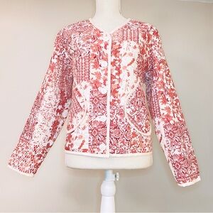 Como vintage Red and White Quilted Patchwork Coat- Sz. Small